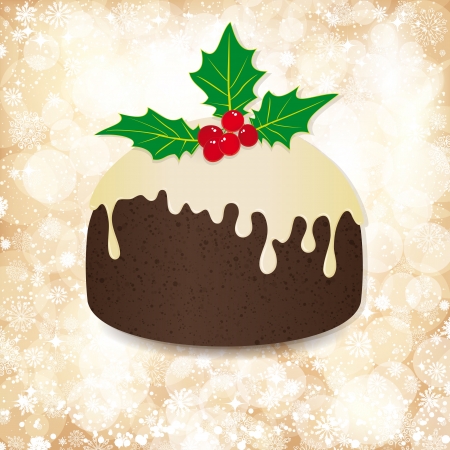Christmas background with golden lights and pudding.のイラスト素材