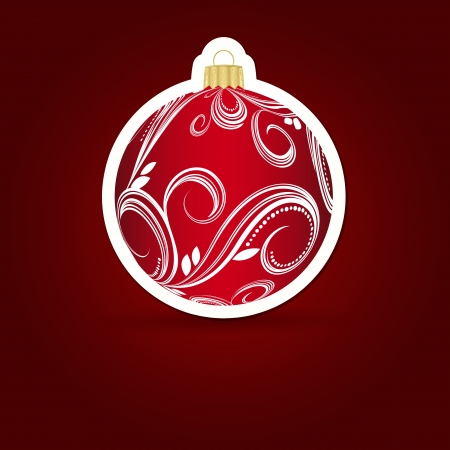 Christmas background. Sticker ball. Vector illustration.のイラスト素材