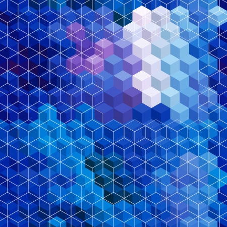 Blue cubic mosaic background.のイラスト素材
