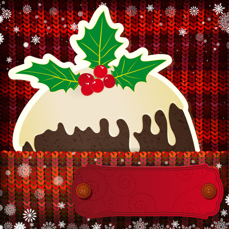 Christmas decorations on handmade knitted background.のイラスト素材