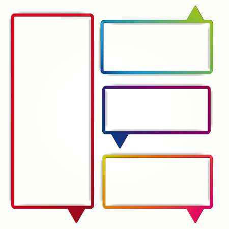 Colorful speech bubble frames on a white background. labels in the form of an empty frame for your text.のイラスト素材
