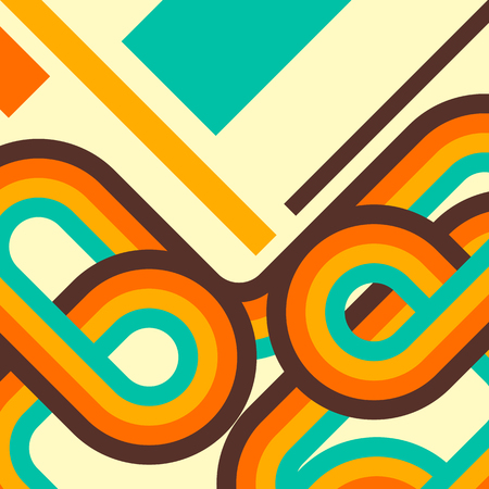 Abstract retro background, digital lines and circles, design70s, vector.のイラスト素材