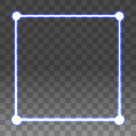Blue neon frame on a transparent background, vector abstract illustration.のイラスト素材