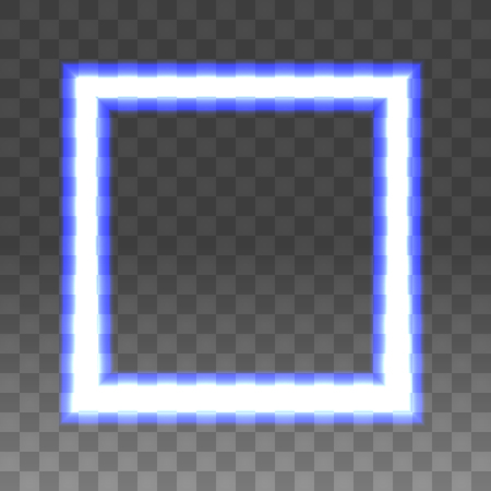 Blue neon frame on a transparent background, vector abstract illustration.のイラスト素材