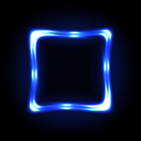 Colorful blue neon frame on a dark background, vector abstract illustration.のイラスト素材