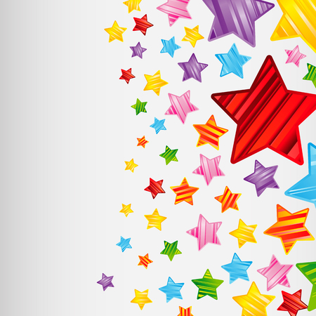 Colorful striped stars background, abstract vector design pattern, bright elements on a white background.のイラスト素材