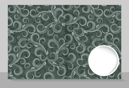 Template cover of a copybook with an trendy design: floral curls pattern. Vector illustration.のイラスト素材