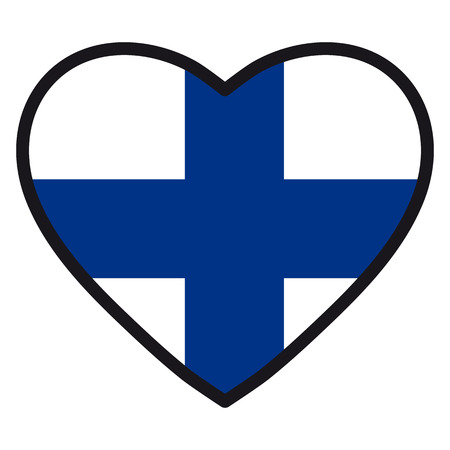 Flag of Finland in the shape of Heart with contrasting contour, symbol of love for his country, patriotism, icon for Independence Day.のイラスト素材