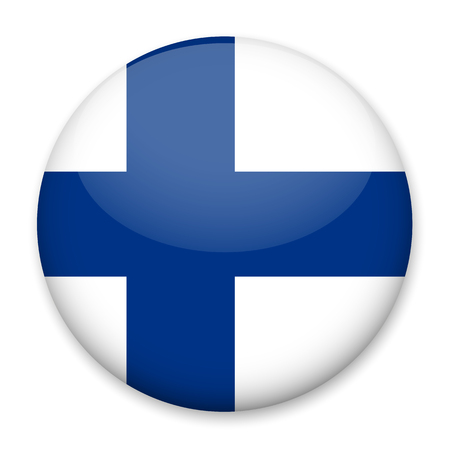Flag of Finn in the form of a round icon with a light glare and a shadow.のイラスト素材
