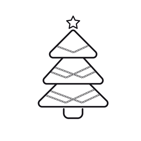 Christmas tree, vector line icon on a white background.のイラスト素材