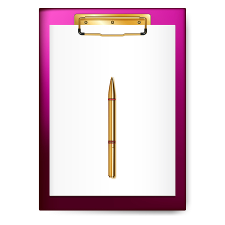 Clipboard, paper sheet, golden pen for business planning, to-do list.のイラスト素材