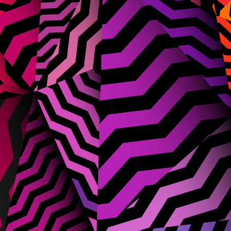 Chevron rippled rainbow and black pattern.のイラスト素材