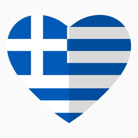 Flag of Greece in the shape of Heart, flat style, symbol of love for his country, patriotism, icon for Independence Day.のイラスト素材