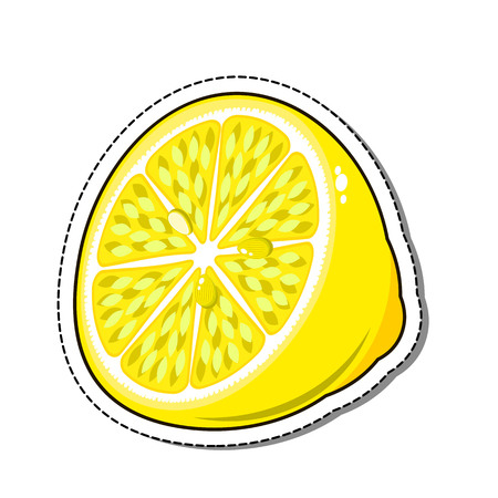 Lemon sticker isolated on a white background, vector illustration.のイラスト素材