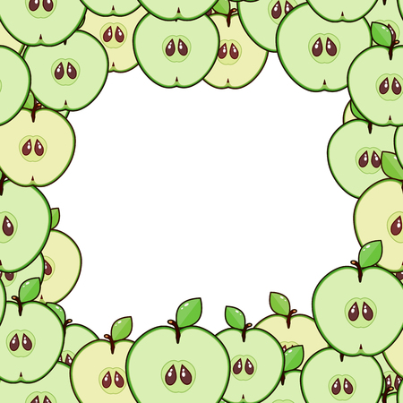 Fruit frame. Pattern: apple slices. Vector illustration.のイラスト素材
