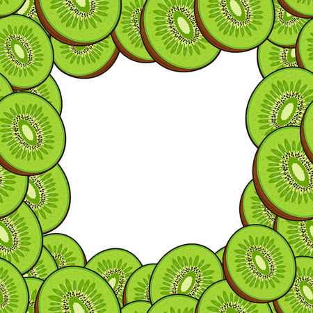 Fruit frame. Pattern: pear kiwies. Vector illustration. のイラスト素材