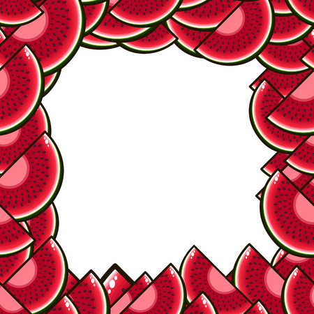 Fruit frame. Pattern: watermelons.Vector illustration.のイラスト素材