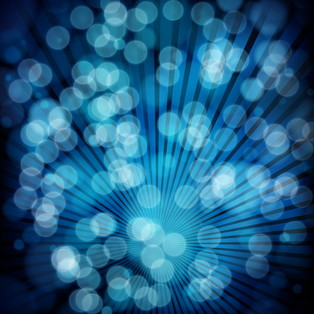 Blue abstract background with rays, bokeh defocused lights.のイラスト素材