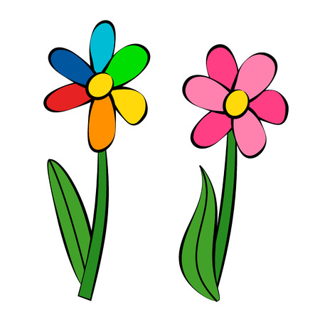 Flowers, icon, children's drawing style.のイラスト素材