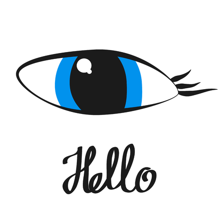 Eye, icon, children's drawing style.のイラスト素材