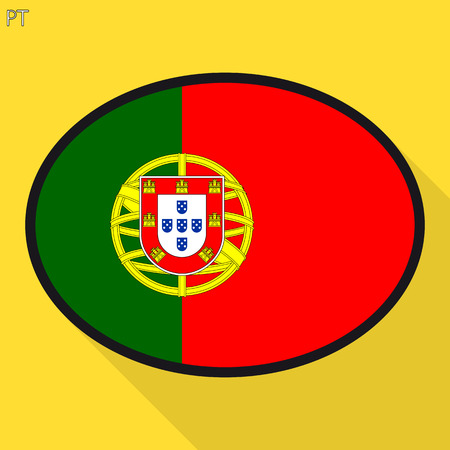 Portugal flag speech bubble, social media communication sign, flat business oval icon.のイラスト素材