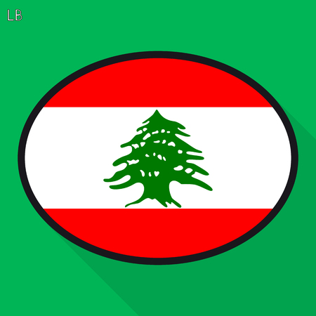 Lebanon flag speech bubble, social media communication sign, flat business oval icon.のイラスト素材