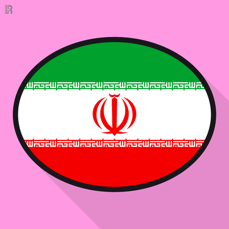 Iran flag speech bubble, social media communication sign, flat business oval icon.のイラスト素材