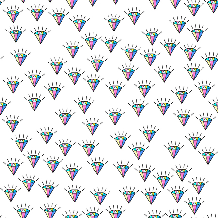 Colorful diamond seamless pattern on white background. Paper print design. Abstract retro vector illustration. Trendy textile, fabric, wrapping. Modern space decoration.のイラスト素材