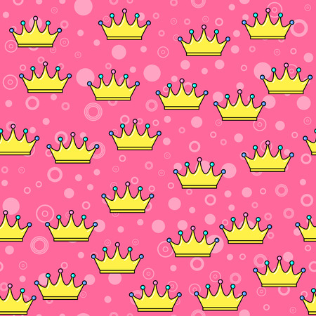 Crown seamless pattern on white background. Paper print design. Abstract retro vector illustration. Trendy textile, fabric, wrapping. Modern space decoration.のイラスト素材