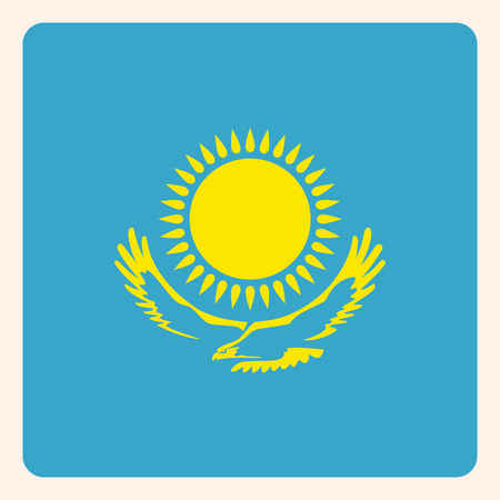 Kazakhstan square flag button, social media communication sign, business icon.のイラスト素材