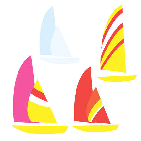 Set of yachts illustration, flat style.のイラスト素材