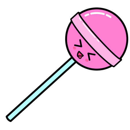Kawai Lollipop. Sign, symbol, web element. Social media icon. Business concept. Tattoo template. Line art. Website pictogram.のイラスト素材