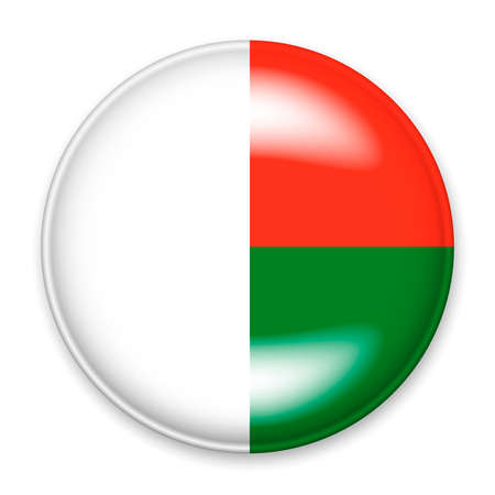 Flag of Madagascar in the form of a round button with a light glare and a shadow.のイラスト素材