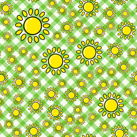 Sun seamless pattern on white background. paper print design. Abstract retro vector illustration. Trendy textile, fabric, wrapping. Modern space decoration.のイラスト素材
