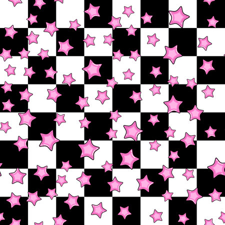 Star seamless pattern on white background. paper print design. Abstract retro vector illustration. Trendy textile, fabric, wrapping. Modern space decoration.のイラスト素材