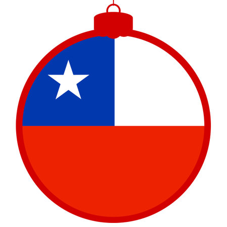Chile flag - Christmas ball. Happy New Year and Merry Christmas card.のイラスト素材