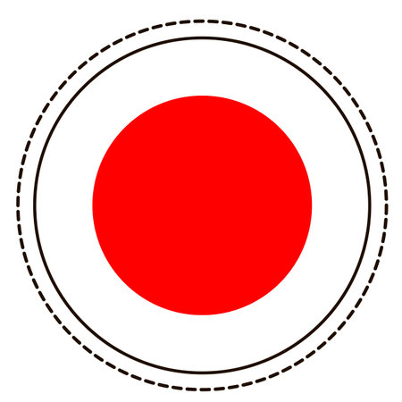 Japanese flag sticker on white background. Vintage vector seal quality badge. template design element. national day. travel sign.のイラスト素材