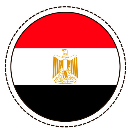 Egypt flag sticker on white background. Vintage vector seal quality badge. template design element. national day. travel sign.のイラスト素材
