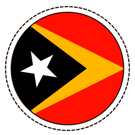 East Timor flag sticker on white background. Vintage vector seal quality badge. template design element. national day. travel sign.のイラスト素材