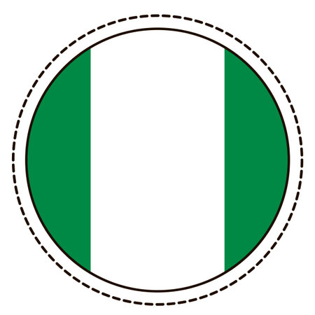 Nigeria flag sticker on white background. Vintage vector seal quality badge. template design element. national day. travel sign.のイラスト素材