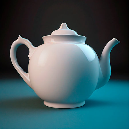 white ceramic teapot, ai generationの素材