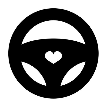 Steering wheel with heart icon on white background. vector illustration.のイラスト素材