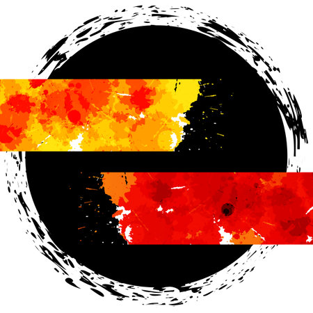 Grunge bright banners on black round banner backgroundのイラスト素材