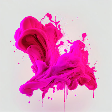 abstract pink paint splash isolated on white background. 3d renderの素材