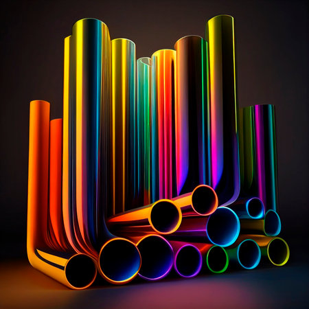 colorful metal pipes background, ai generationの素材