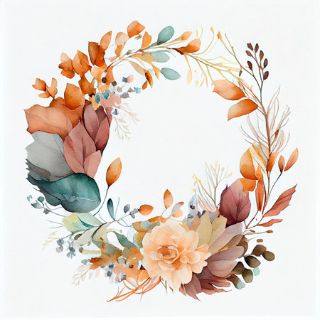 Watercolor flowers background, card, ai generationの素材