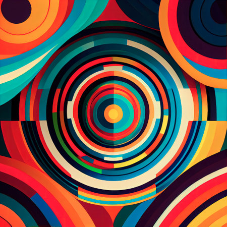 Abstract colorful background with circles, ai generation.の素材