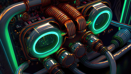 Electronic cable close-up. Technology background , ai generationの素材