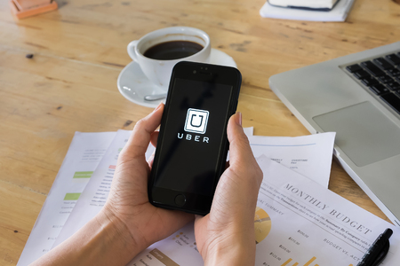 CHIANG MAI,THAILAND - JULY 14, 2016: Uber mobile apps. Uber - Company of San Francisco, established...