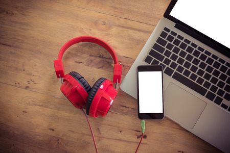 Close up of a man using smart phone with blank mobile and cup of coffee .Smart phone with blank screen and can be add your texts or others on smart phone. vintageの写真素材